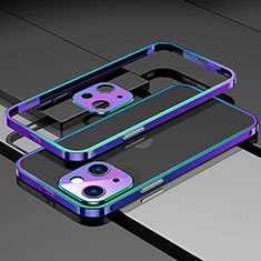 Funda Bumper Lujo Marco de Aluminio Carcasa A03 para Apple iPhone 14 Plus Azul