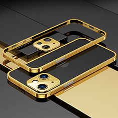 Funda Bumper Lujo Marco de Aluminio Carcasa A03 para Apple iPhone 14 Plus Oro