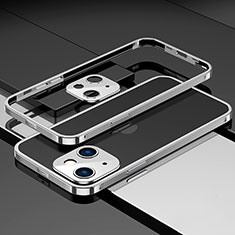 Funda Bumper Lujo Marco de Aluminio Carcasa A03 para Apple iPhone 14 Plus Plata