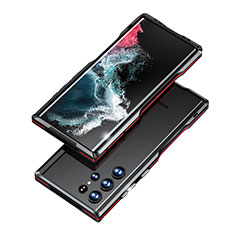 Funda Bumper Lujo Marco de Aluminio Carcasa A03 para Samsung Galaxy S21 Ultra 5G Rojo y Negro