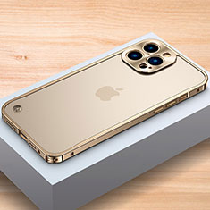 Funda Bumper Lujo Marco de Aluminio Carcasa A04 para Apple iPhone 14 Pro Oro