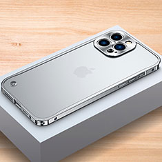 Funda Bumper Lujo Marco de Aluminio Carcasa A04 para Apple iPhone 15 Pro Plata