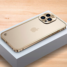 Funda Bumper Lujo Marco de Aluminio Carcasa A04 para Apple iPhone 16 Pro Max Oro