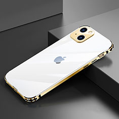 Funda Bumper Lujo Marco de Aluminio Carcasa A06 para Apple iPhone 15 Plus Oro