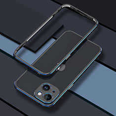 Funda Bumper Lujo Marco de Aluminio Carcasa JZ1 para Apple iPhone 13 Azul y Negro