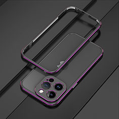 Funda Bumper Lujo Marco de Aluminio Carcasa JZ1 para Apple iPhone 13 Pro Max Morado