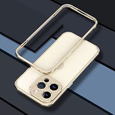 Funda Bumper Lujo Marco de Aluminio Carcasa JZ1 para Apple iPhone 14 Pro Oro