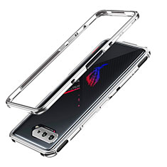 Funda Bumper Lujo Marco de Aluminio Carcasa JZ1 para Asus ROG Phone 5 Ultimate Plata