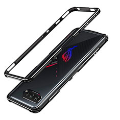 Funda Bumper Lujo Marco de Aluminio Carcasa JZ1 para Asus ROG Phone 5 Ultimate Plata y Negro