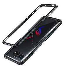 Funda Bumper Lujo Marco de Aluminio Carcasa JZ1 para Asus ROG Phone 5s Azul y Negro