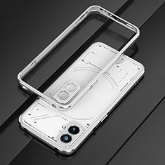 Funda Bumper Lujo Marco de Aluminio Carcasa JZ1 para Nothing Phone 2 Plata