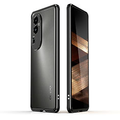 Funda Bumper Lujo Marco de Aluminio Carcasa JZ1 para Oppo Reno10 Pro+ Plus 5G Plata y Negro