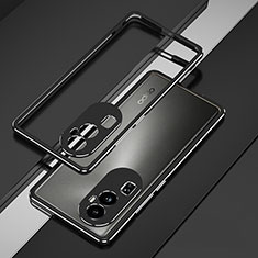 Funda Bumper Lujo Marco de Aluminio Carcasa JZ1 para Oppo Reno10 Pro+ Plus 5G Plata y Negro