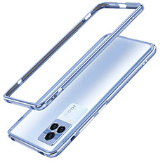 Funda Bumper Lujo Marco de Aluminio Carcasa JZ1 para Vivo iQOO 7 5G Azul Cielo