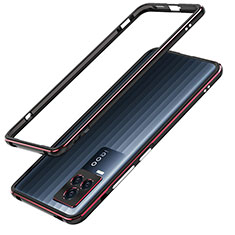 Funda Bumper Lujo Marco de Aluminio Carcasa JZ1 para Vivo iQOO 7 5G Rojo y Negro