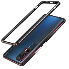 Funda Bumper Lujo Marco de Aluminio Carcasa JZ1 para Vivo iQOO 7 India 5G Rojo y Negro