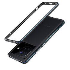 Funda Bumper Lujo Marco de Aluminio Carcasa JZ1 para Vivo X80 5G Azul y Negro