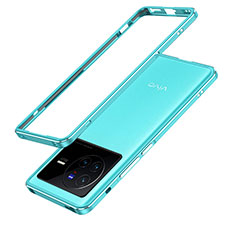 Funda Bumper Lujo Marco de Aluminio Carcasa JZ1 para Vivo X80 Pro 5G Azul Cielo