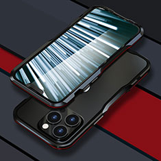 Funda Bumper Lujo Marco de Aluminio Carcasa LF1 para Apple iPhone 13 Pro Max Rojo y Negro