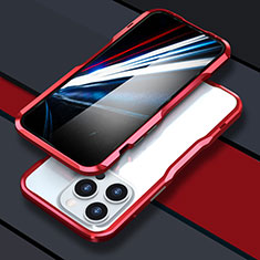 Funda Bumper Lujo Marco de Aluminio Carcasa LF1 para Apple iPhone 14 Pro Rojo