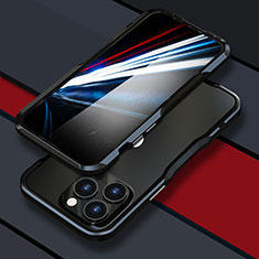 Funda Bumper Lujo Marco de Aluminio Carcasa LF1 para Apple iPhone 15 Pro Max Negro