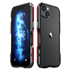 Funda Bumper Lujo Marco de Aluminio Carcasa LF2 para Apple iPhone 14 Plus Rojo y Negro