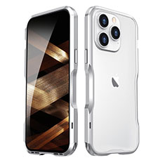 Funda Bumper Lujo Marco de Aluminio Carcasa LF2 para Apple iPhone 14 Pro Max Plata