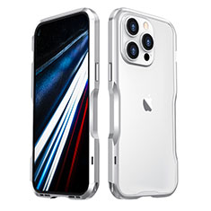 Funda Bumper Lujo Marco de Aluminio Carcasa LF3 para Apple iPhone 13 Pro Plata