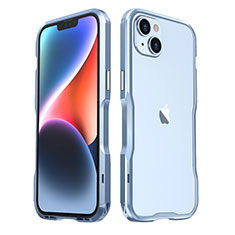 Funda Bumper Lujo Marco de Aluminio Carcasa LF3 para Apple iPhone 14 Plus Azul