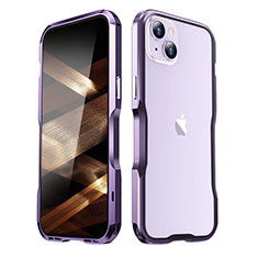 Funda Bumper Lujo Marco de Aluminio Carcasa LF3 para Apple iPhone 15 Morado