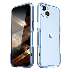 Funda Bumper Lujo Marco de Aluminio Carcasa LF3 para Apple iPhone 15 Plus Azul