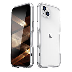 Funda Bumper Lujo Marco de Aluminio Carcasa LF3 para Apple iPhone 15 Plus Plata