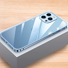 Funda Bumper Lujo Marco de Aluminio Carcasa LK1 para Apple iPhone 13 Pro Azul