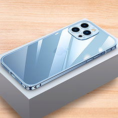 Funda Bumper Lujo Marco de Aluminio Carcasa LK1 para Apple iPhone 16 Pro Azul