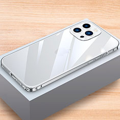 Funda Bumper Lujo Marco de Aluminio Carcasa LK1 para Apple iPhone 16 Pro Max Plata