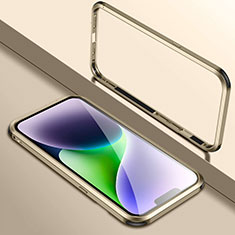 Funda Bumper Lujo Marco de Aluminio Carcasa LK2 para Apple iPhone 14 Oro