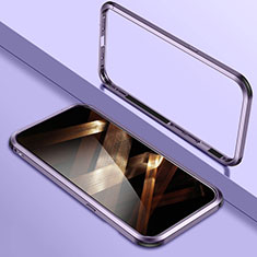 Funda Bumper Lujo Marco de Aluminio Carcasa LO1 para Apple iPhone 14 Pro Morado