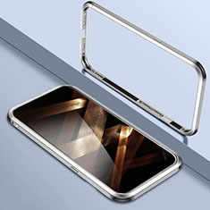 Funda Bumper Lujo Marco de Aluminio Carcasa LO1 para Apple iPhone 14 Pro Plata