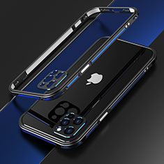 Funda Bumper Lujo Marco de Aluminio Carcasa N01 para Apple iPhone 12 Pro Azul y Negro