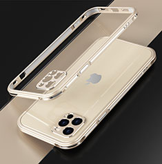 Funda Bumper Lujo Marco de Aluminio Carcasa N01 para Apple iPhone 12 Pro Max Oro