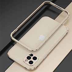 Funda Bumper Lujo Marco de Aluminio Carcasa N02 para Apple iPhone 12 Pro Oro