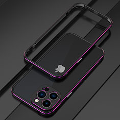 Funda Bumper Lujo Marco de Aluminio Carcasa para Apple iPhone 14 Pro Max Morado