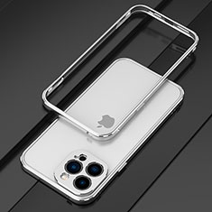 Funda Bumper Lujo Marco de Aluminio Carcasa para Apple iPhone 15 Pro Max Plata