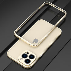 Funda Bumper Lujo Marco de Aluminio Carcasa para Apple iPhone 16 Pro Oro