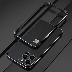 Funda Bumper Lujo Marco de Aluminio Carcasa para Apple iPhone 16 Pro Plata y Negro