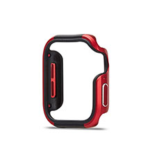 Funda Bumper Lujo Marco de Aluminio Carcasa para Apple iWatch 5 44mm Rojo y Negro