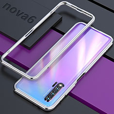 Funda Bumper Lujo Marco de Aluminio Carcasa para Huawei Nova 6 Plata