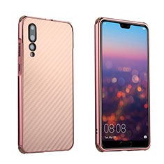 Funda Bumper Lujo Marco de Aluminio Carcasa para Huawei P20 Pro Oro Rosa