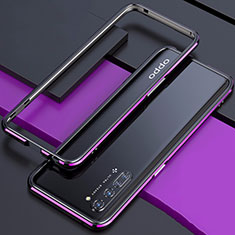 Funda Bumper Lujo Marco de Aluminio Carcasa para Oppo F15 Morado