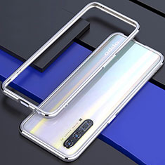 Funda Bumper Lujo Marco de Aluminio Carcasa para Oppo F15 Plata